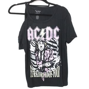 Recycled Karma AC/DC The Razors Edge Tour Cold Shoulder Tee Size M NWT